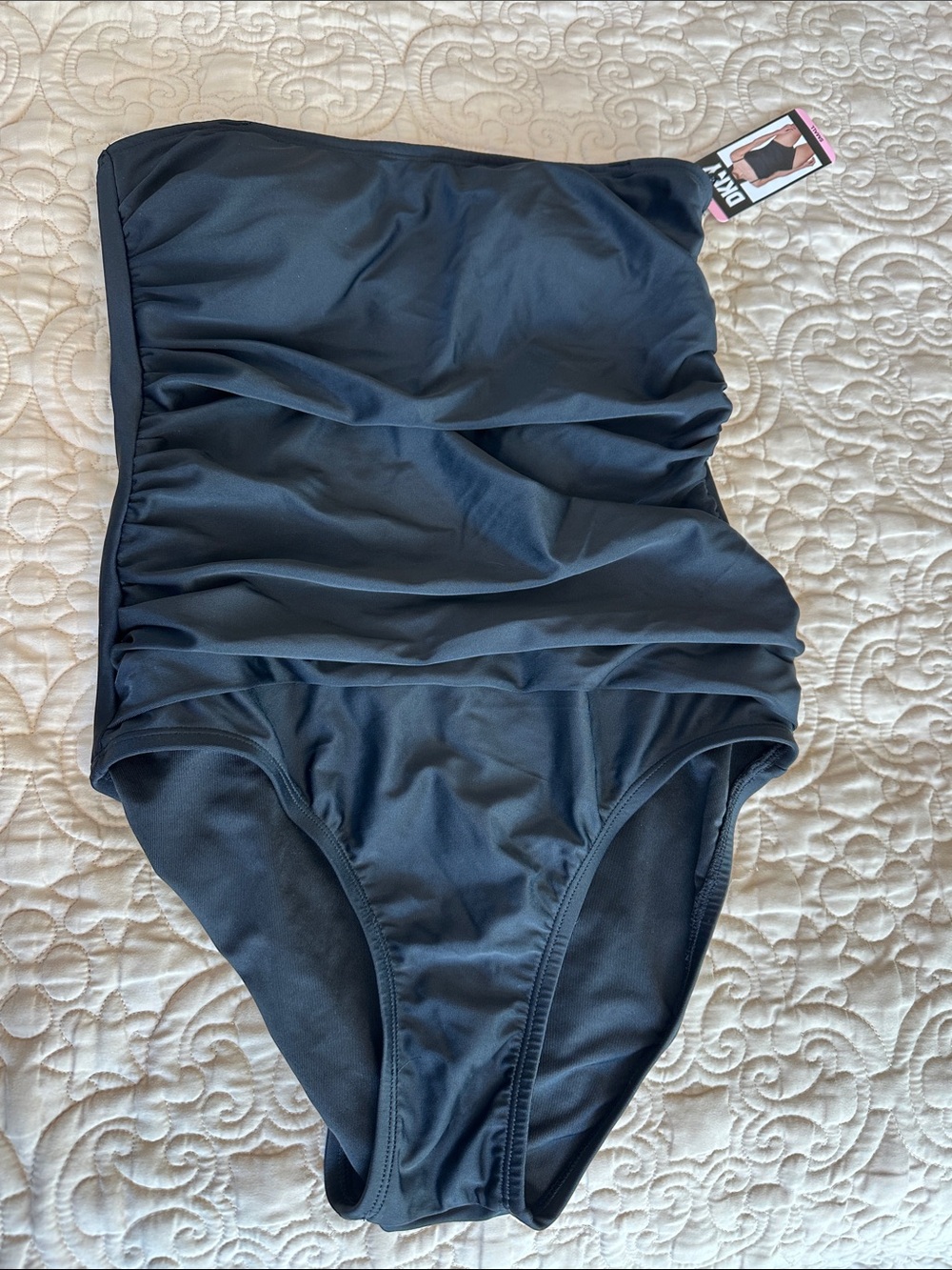 DKNY Black Ruched One-Piece Swimsuit